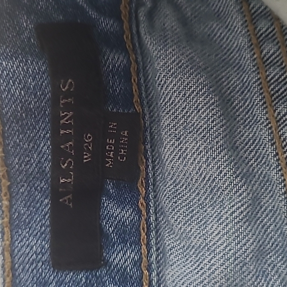All Saints Kate High Waist Distressed Cut Off Patch Denim Shorts Size 26 - Picture 12 of 14